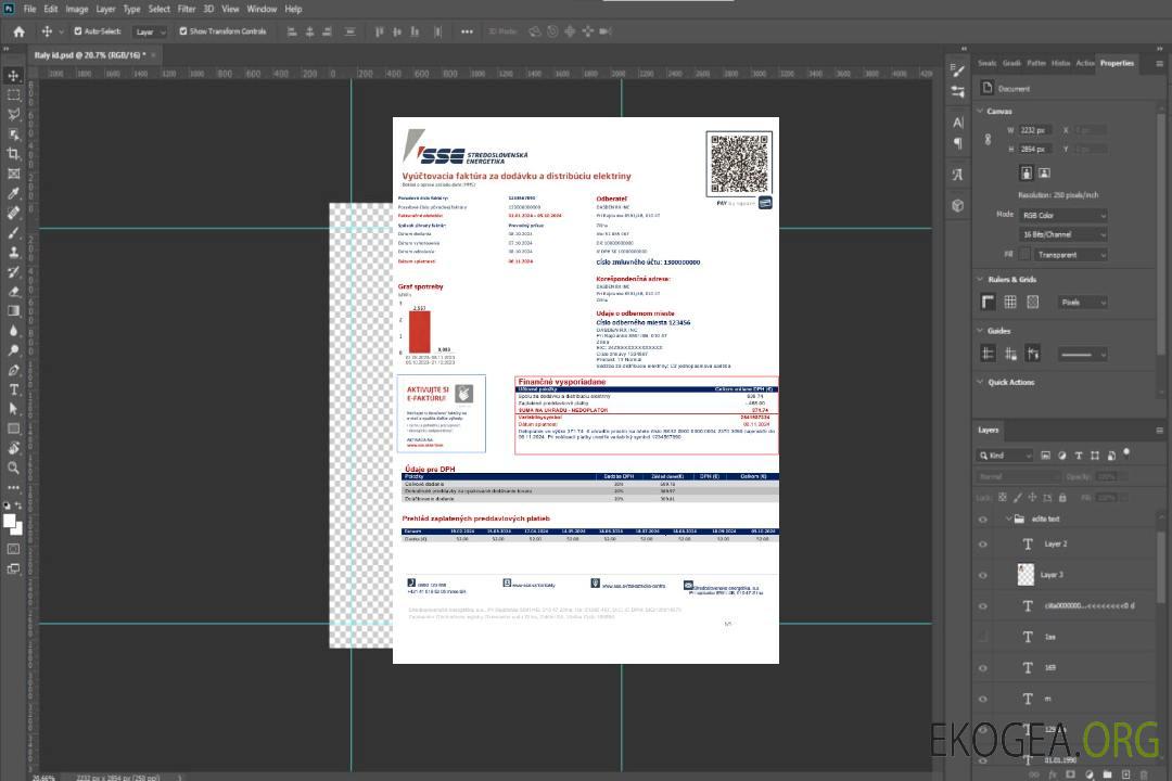 Modèle de facture de services publics pour les entreprises Slovaquie Stredoslovenka Energetika aux formats Word et PDF template